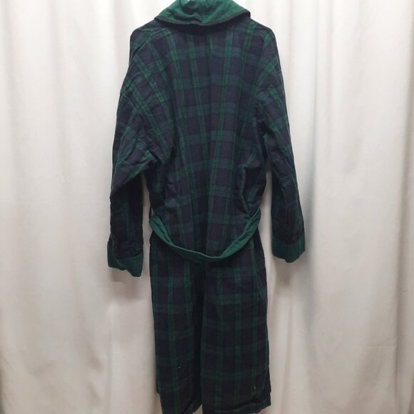 ‼️SOLD‼️ The Vermont Country Store Men's Sleepwear Robe Size XL Plaid Green - Picture 3 of 4